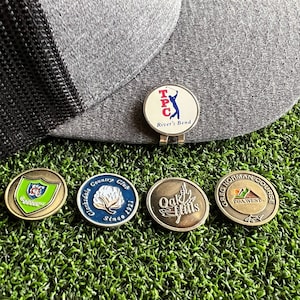 Golfball marker mystery 5 pack with hat clip vintage courses, classics, and more Bild 2