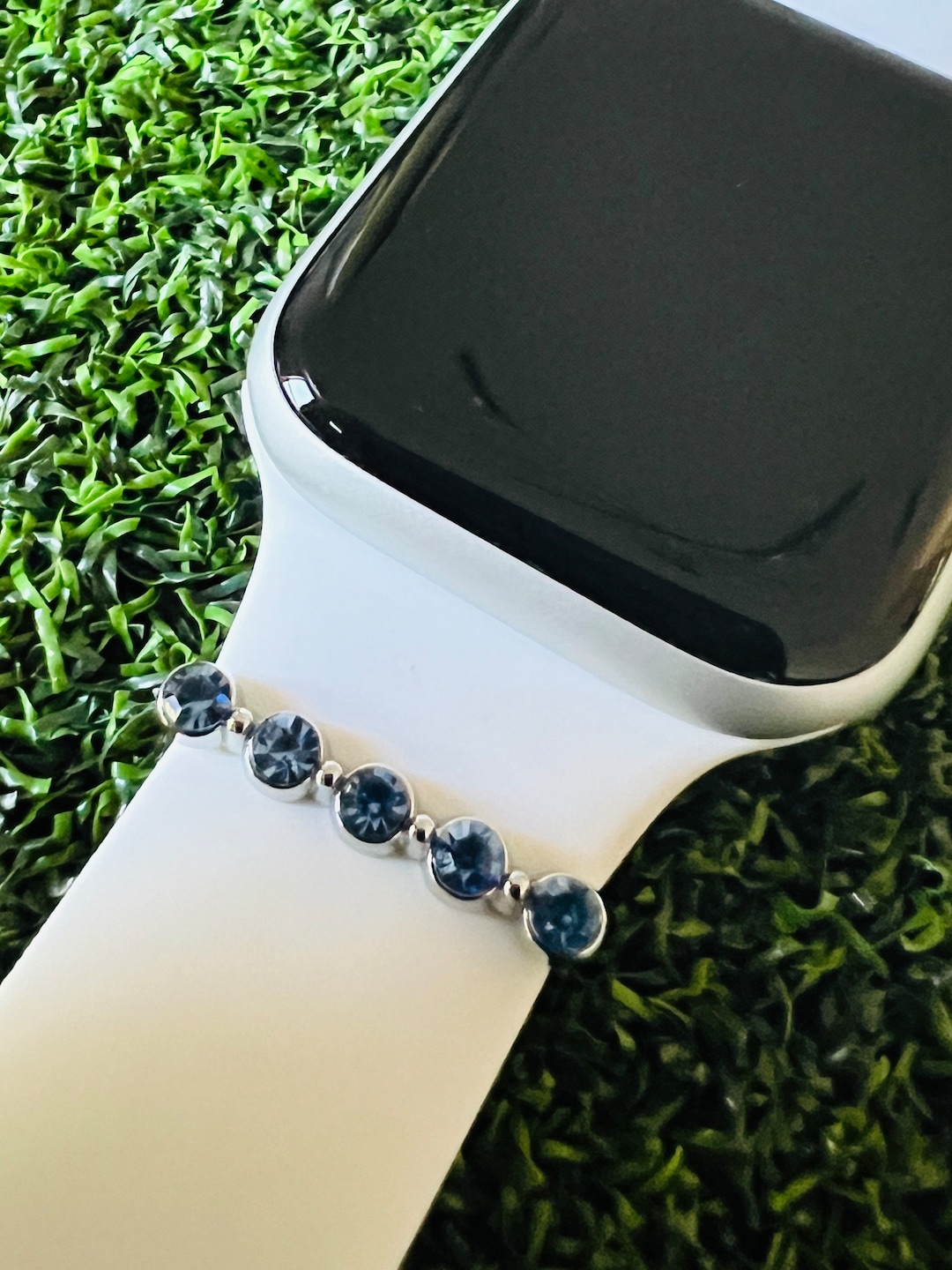 Watchband Charm Bling Slide Blue Gems Solid Metal Apple Watch Magicband Slide Etsy