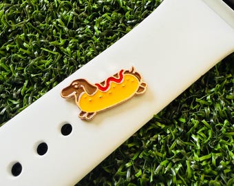 Watchband charm dachshund solid metal hot doggie