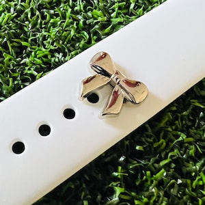 Watchband charm silver ribbon solid metal Apple watch Magicband compatible