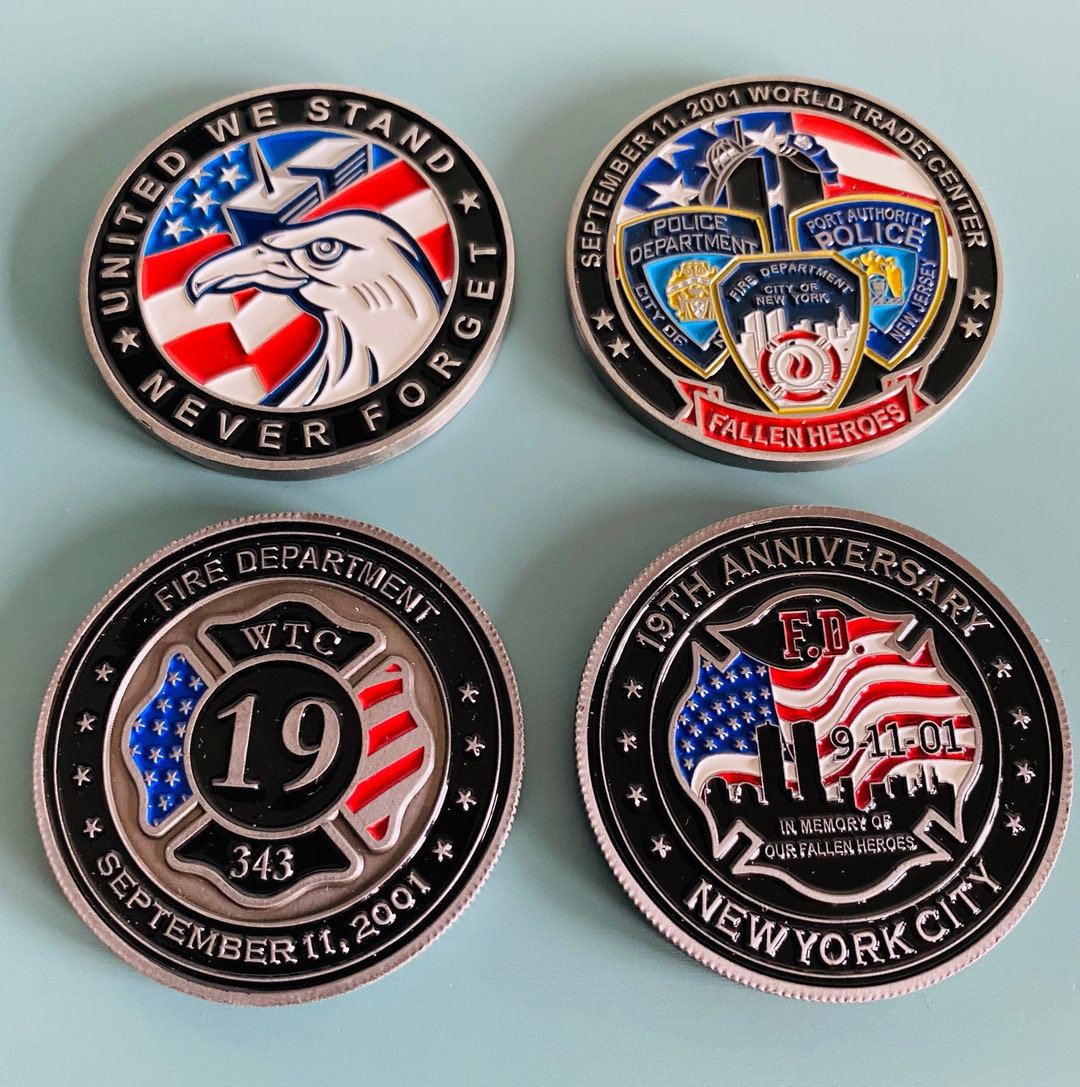 First Responder Challenge Coin Set FDNY NYPD PAPD 911 Firefighter