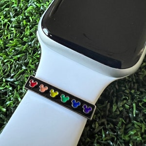 Watchband charm rainbow mouse ears solid metal Apple watch Magicband slide