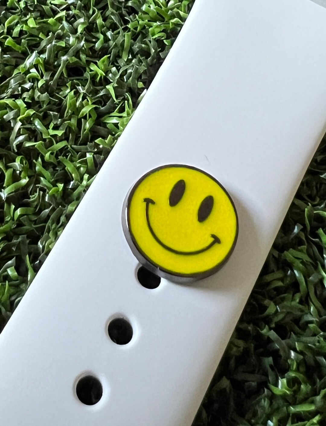 Happy Face Watchband Charm Solid Metal Apple Watch Magicband Etsy