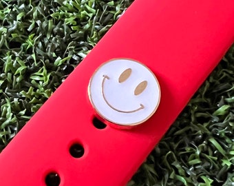 Happy face Watchband charm White solid metal Apple watch Magicband