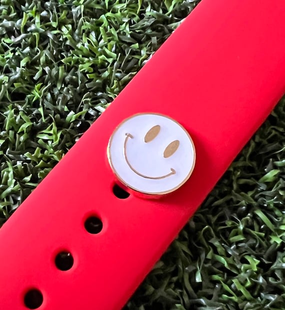 Happy face Watchband charm White solid metal Apple watch Magicband