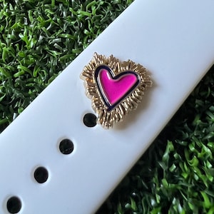 Watchband charm pink & gold heart Apple watch Magicband compatible