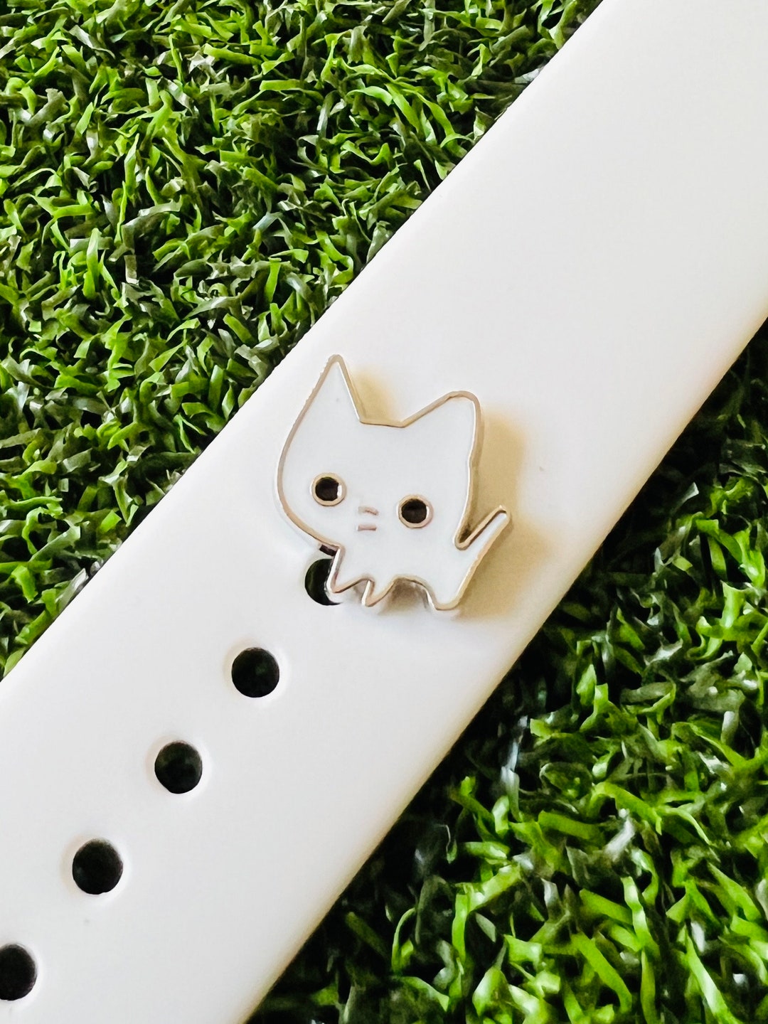 Watchband Charm Mini Happy Cat White Body Apple Watch Magicband