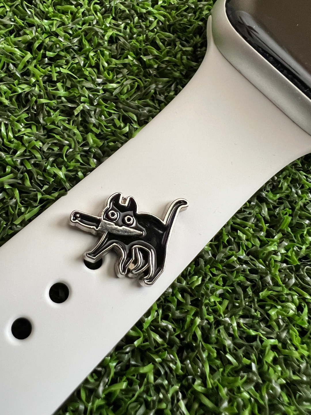 Watchband Charm Cat With Knife Solid Metal Etsy