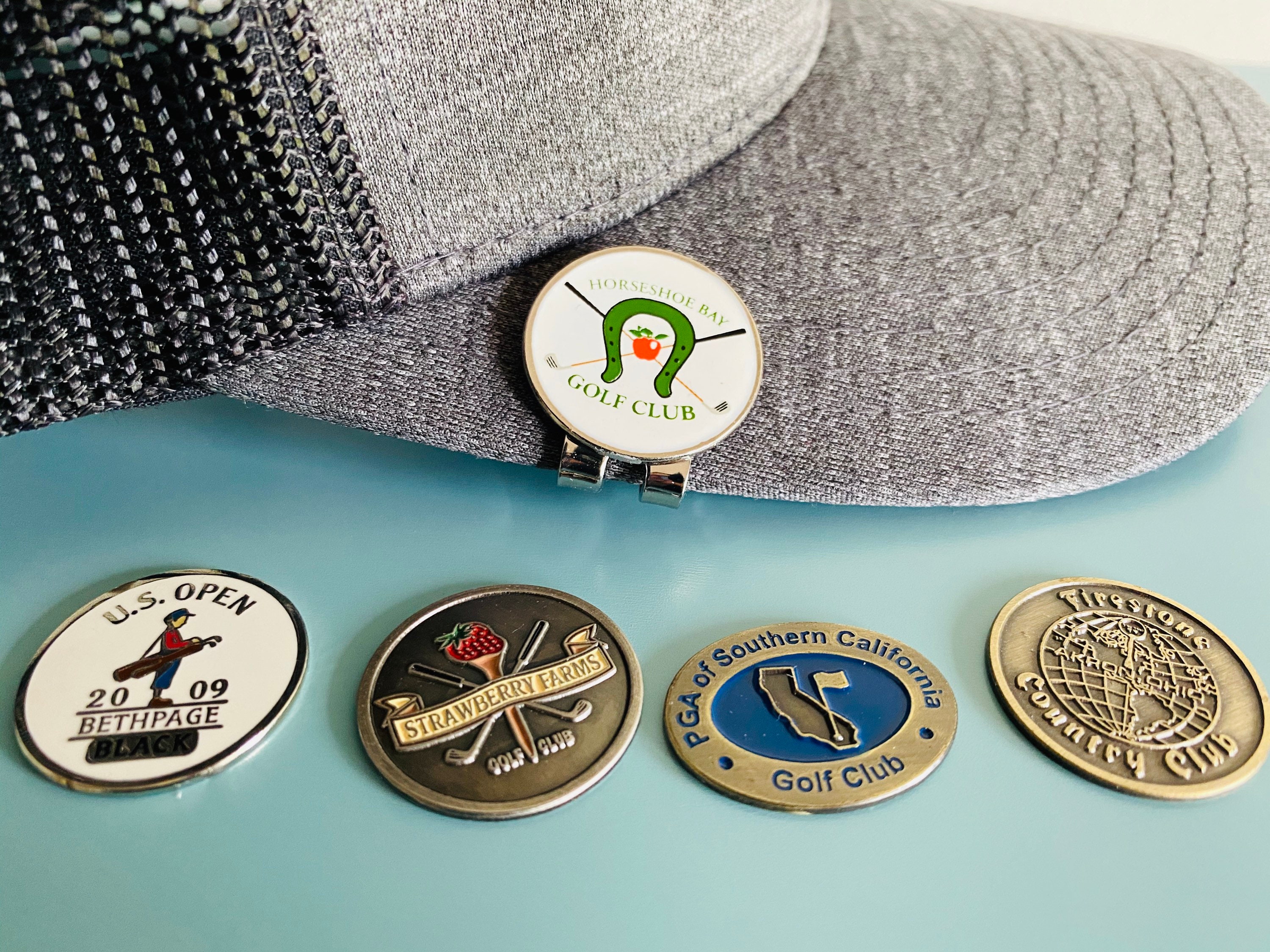 Golfball Marker Mystery 5 Pack With Hat Clip Vintage Courses Classics and More Etsy