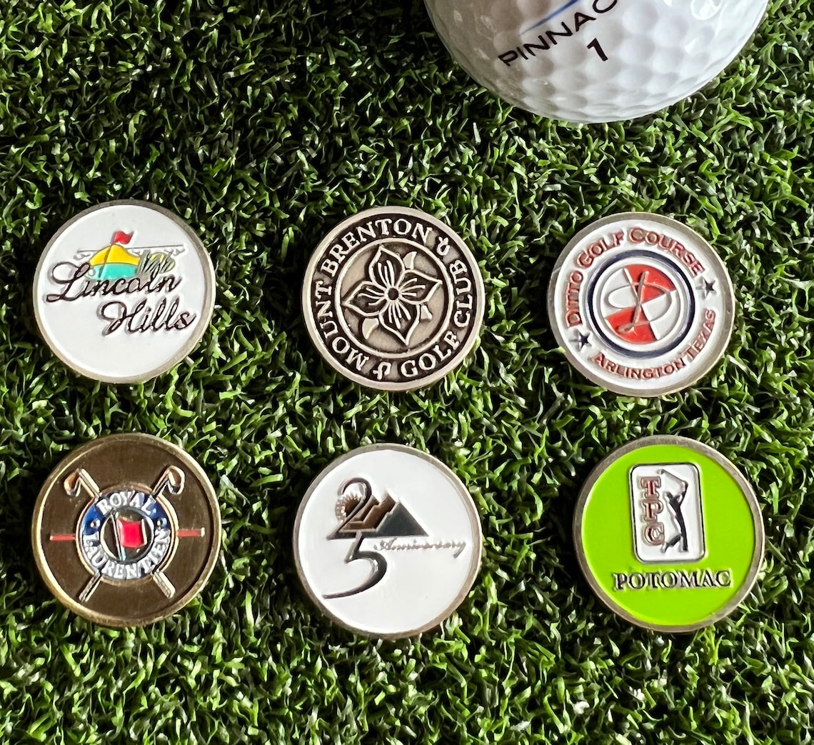 6 Random Golfball Markers Vintage Golf Courses New Etsy