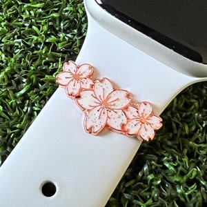 Watchband charm slide white rose color flowers  applewatch magicband compatible