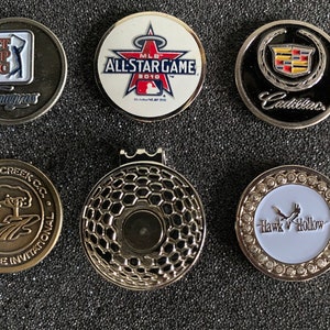 Golfball marker mystery 5 pack with hat clip vintage courses, classics, and more Bild 5