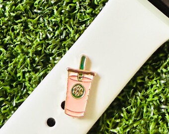 Watchband charm pink drink solid metal custom designs