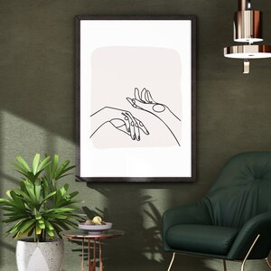 Line drawn hands portrait