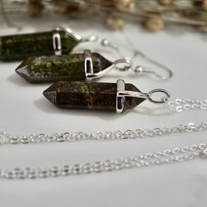 Genuine Healing African Bloodstone Gemstone Chakra Point Silver Pendent Jasper Earrings image 4