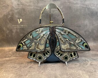 Leather backpack,butterfly