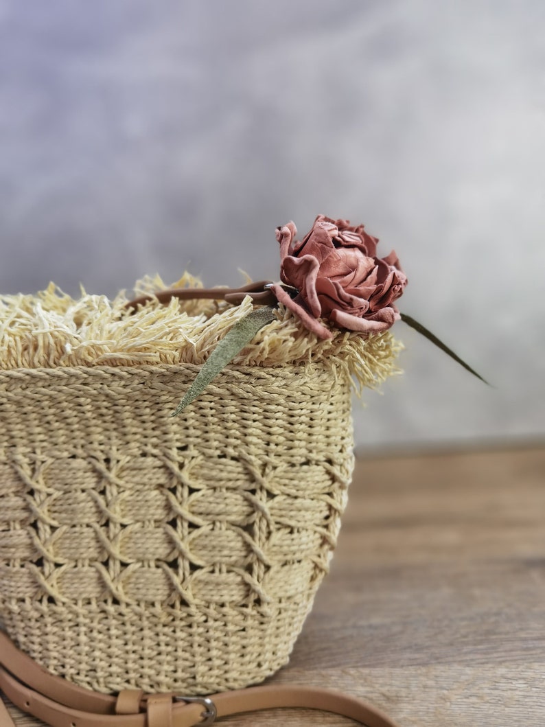 Leather jewerly rose,Boho leather,Romantic style,Vintage style,Pink rose