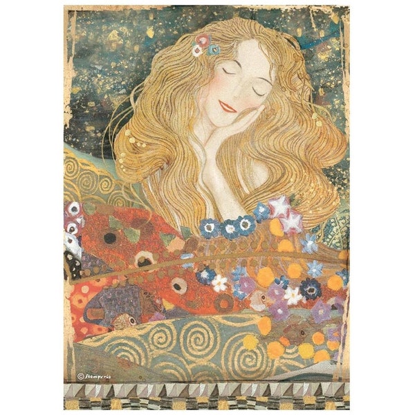 Reispapier Decoupage, Klimt Jugendstil , Stamperia Decoupage Papierbogen für Upcycling und Papierbasteleien