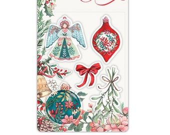 Christmas tree baubles and angel stamp set for cardmaking