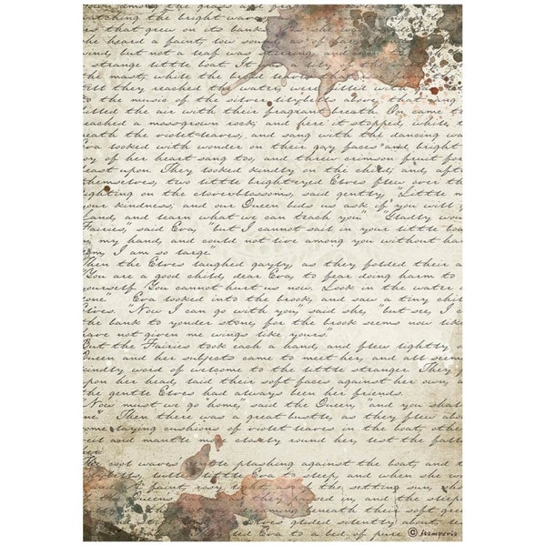 Papier de découpage en papier de riz Stamperia avec un motif de script manuscrit pour le découpage de la fabrication de cartes et de la décoration intérieure