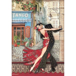 Rice paper decoupage sheet by Stamperia. Tango dancing craft paper for decoupage and otherpapercrafts