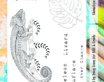 Chameleon Clear Stamp Set: Reptile Cardmaking, Scrapbooking