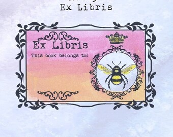 Sello para hacer tarjetas para manualidades y diarios con temática de libros, ex libris