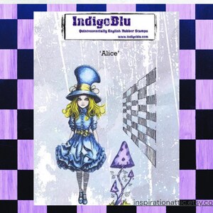 Cardmaking stamp with Alice theme stamp set for scrapbook or journal making