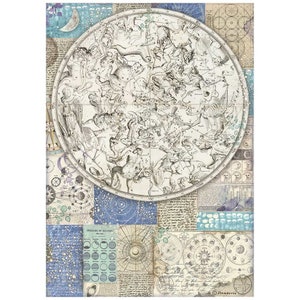 Stamperia A4 Reispapier Decoupage bedrucktes Decoupagepapier aus der Cosmos Infinity Kollektion