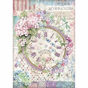 Hortensien, Hortensien, Zifferblatt Reispapier Decoupage