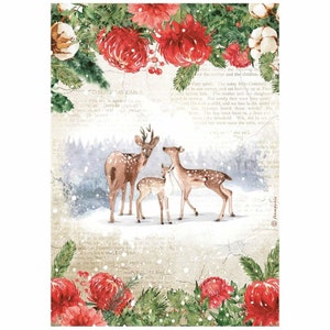 carta di riso per decoupage invernale e natalizio di Stamperia, foglio di carta per decoupage della collezione Romantic Home for the Holidays