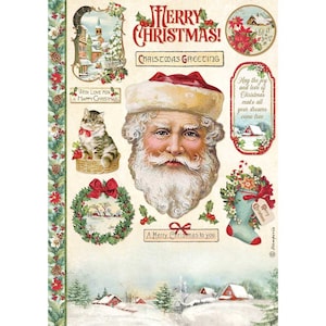 Stamperia Weihnachtsdecoupage Reispapier, romantische Weihnachten, traditionelles Weihnachtspapier im Vintage-Stil