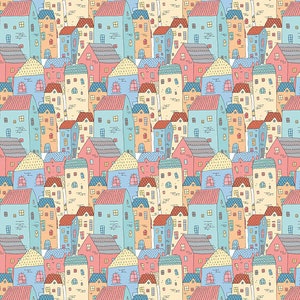 Maisons de style scandinave, petites maisons partout sur un motif de papier de riz par Papers for You