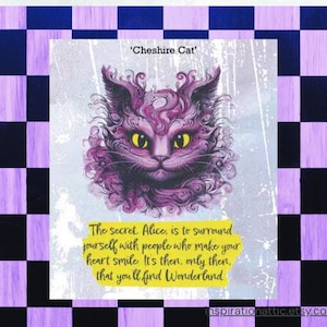 Timbro per biglietti a tema Alice per realizzare timbri con lo Stregatto per album e diari