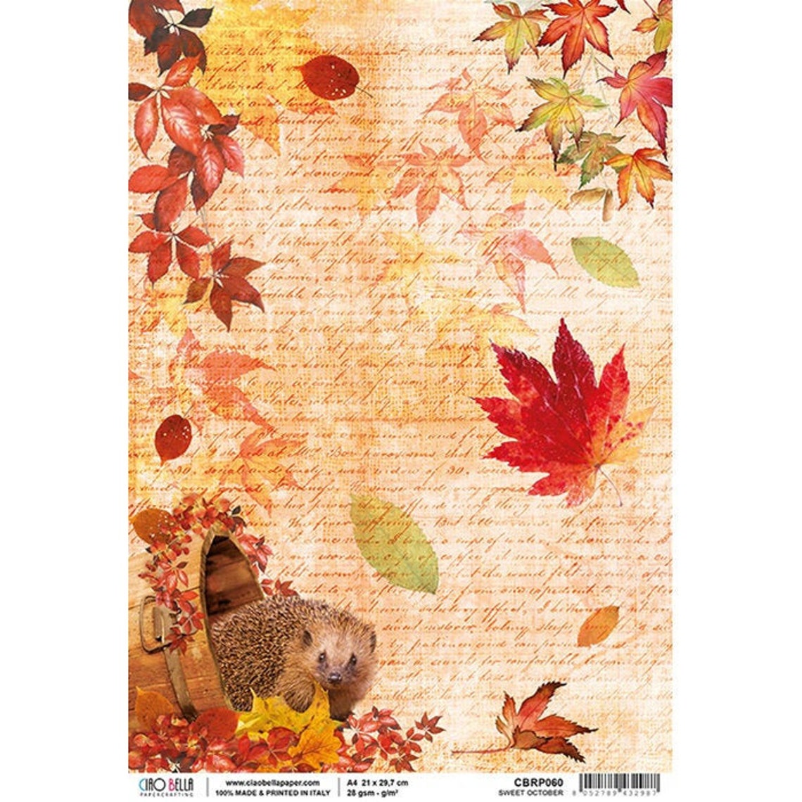 Hedgehog Rice Paper Autumn Decoupage Paper for Fall Crafts Etsy UK