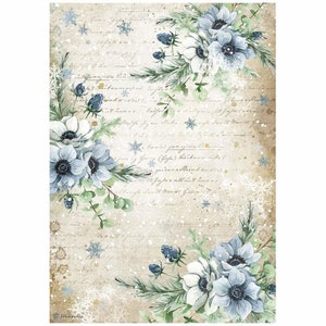 Carta di riso con rose di Natale per decoupage di Stamperia, foglio di carta per decoupage della collezione Romantic Cosy Winter