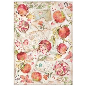 Stamperia Reispapier, Decoupage, Decoupagepapier mit Sommerfruchtmotiven und Granatäpfeln