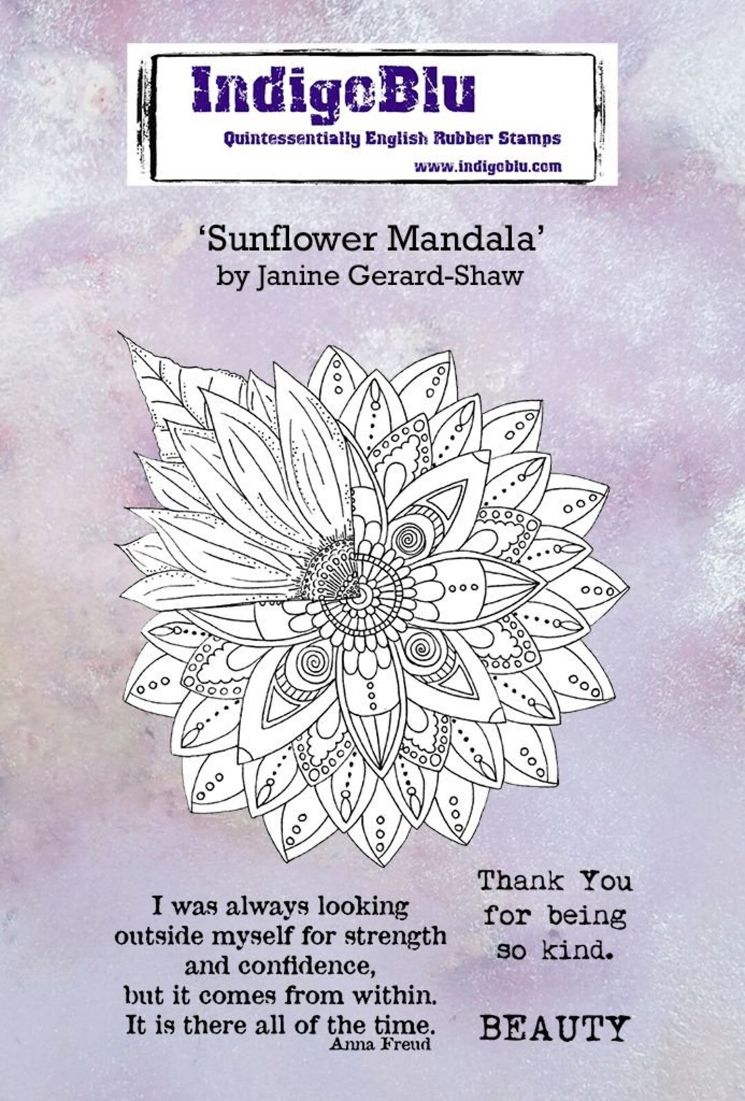 Mindfulness Colouring Stamp, a Sunflower Mandala Stamp for Zen Colouring, Cardmaking and ...