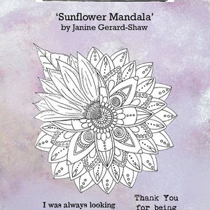 mindfulness kleurstempel, een zonnebloem mandala stempel voor zen kleuren, kaarten maken en journaling
