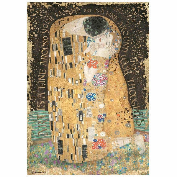 Klimt The Kiss rice paper decoupage,decoupage paper sheet for upcycling and papercrafts