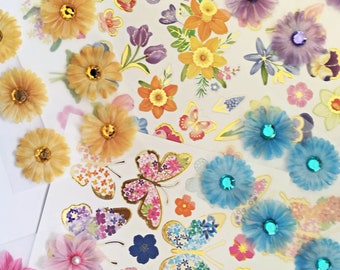 Spring flowers stickers & embellishments for cardmaking, scrapbooking and junk journals Christmas gift for card maker