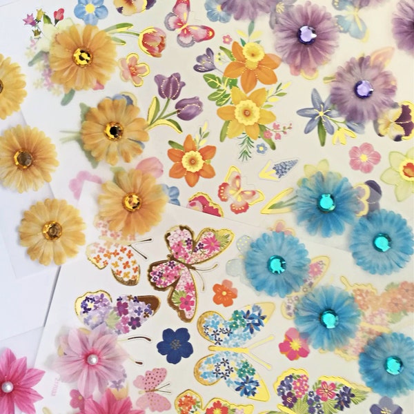 Spring flowers stickers & embellishments for cardmaking, scrapbooking and junk journals Christmas gift for card maker