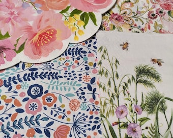 serwetki kwiatowe x 4, zestaw serwetek do decoupage'u z motywem kwiatowym