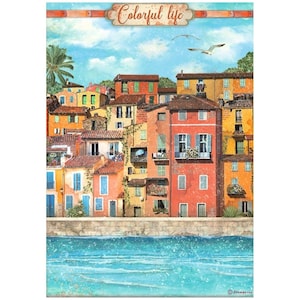 Carta di riso per decoupage, carta velina stampata a tema mediterraneo, carta di riso di gelso per upcycling e decoupatch di Stamperia