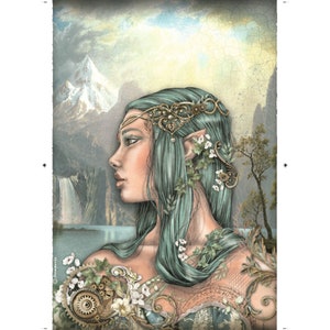 Decoupage su carta di riso, Stamperia Magic Forest elfo, principessa elfica, druido fantasy