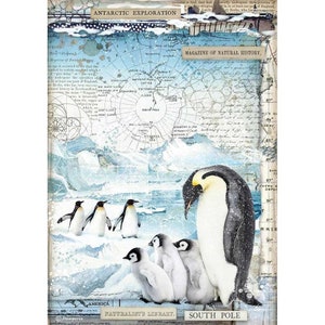 Papel de arroz para decoupage, papel de seda impreso con diseño de pingüino