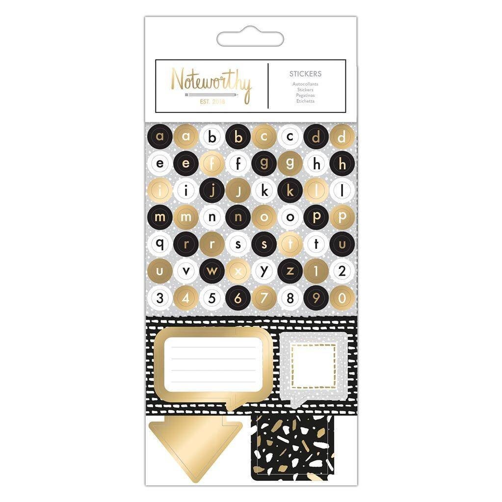 Bullet Journal Sticker Pack, in Monochrome & Gold. Useful Planner Stickers  