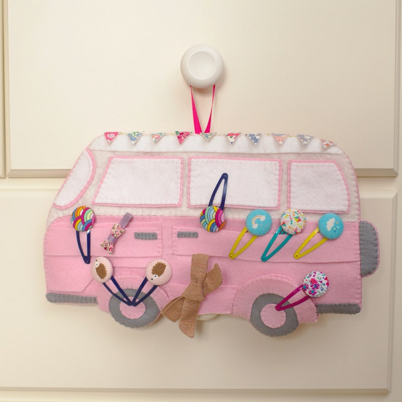 Pink camper van hair bobble and clip organiser hair clip Etsy