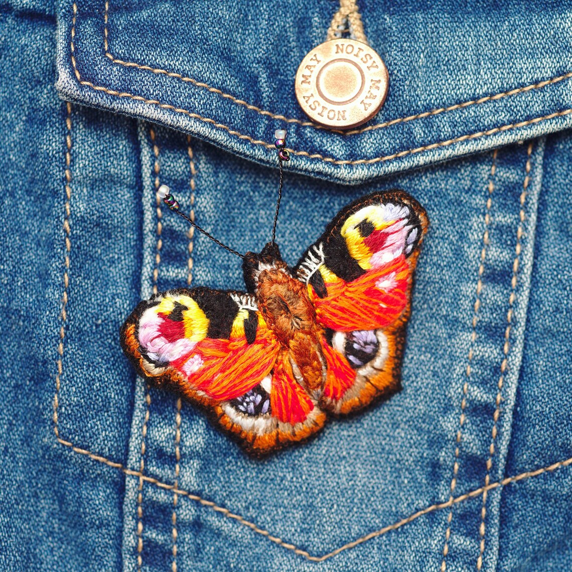MADE TO ORDER Embroidered Felt Butterfly Brooch Embroidered Etsy
