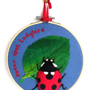 Ladybird, ladybird on a leaf, ladybird hoop, embroidery ladybird, ladybird decor, ladybird gift, ladybug, ladybug gift, ladybug hoop,